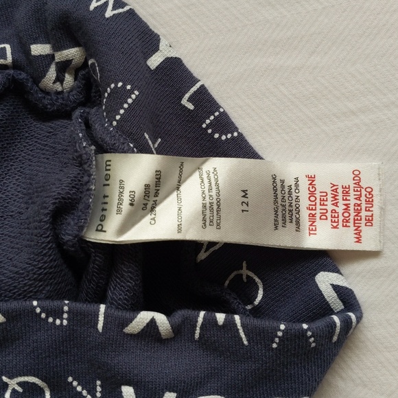 petit lem navy alphabet graphic crewneck pocket sweatshirt 12 months baby - Picture 5 of 6